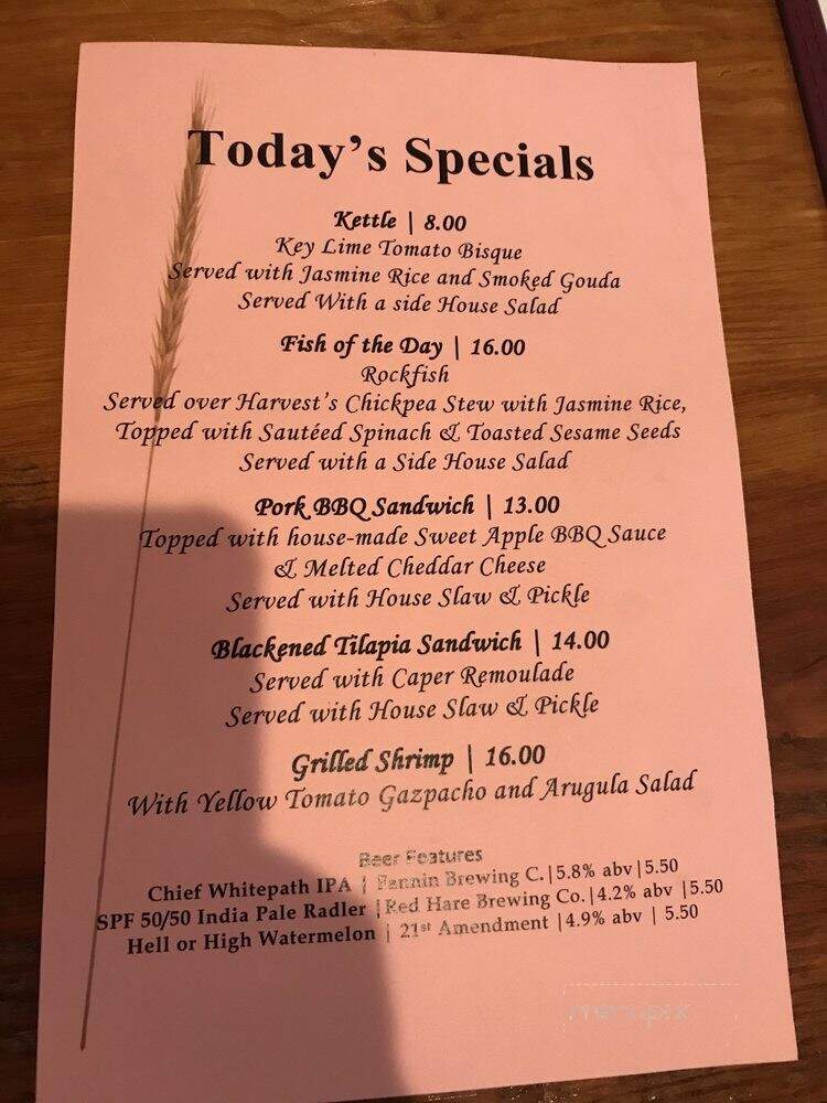 Harvest on Main - Blue Ridge, GA menu_pic