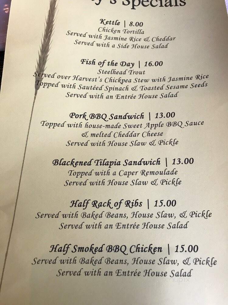 Harvest on Main - Blue Ridge, GA menu_pic