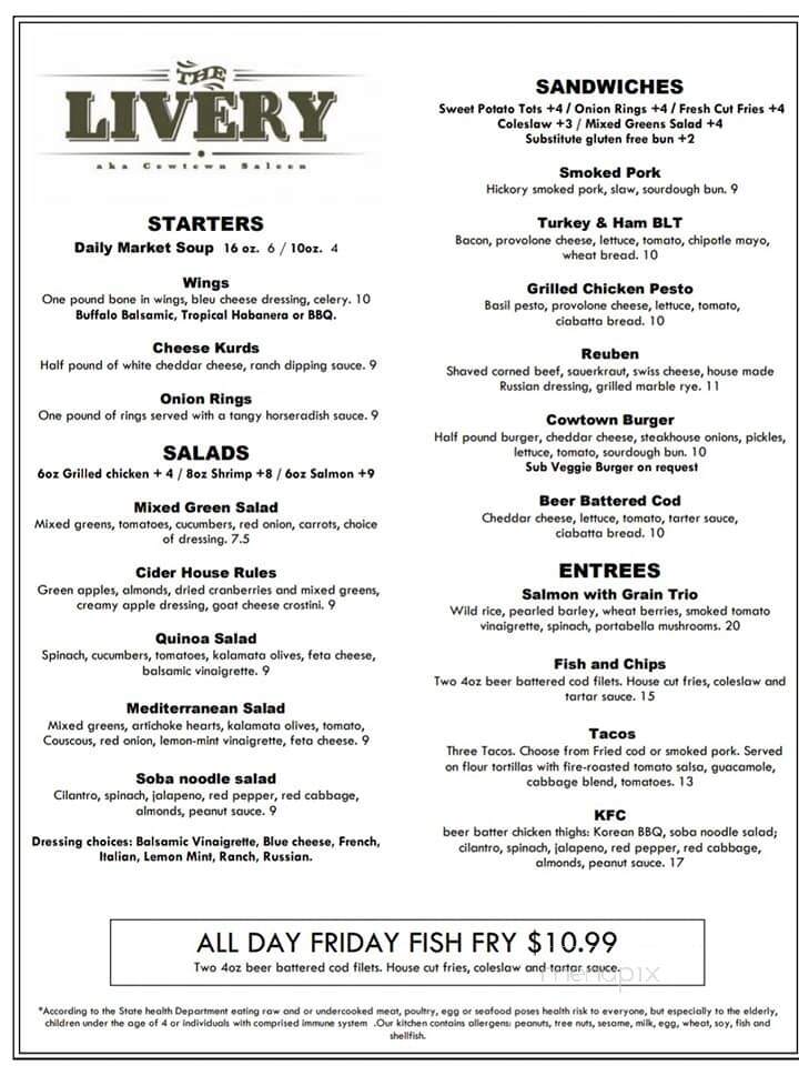 The Livery - Eau Claire, WI menu_pic