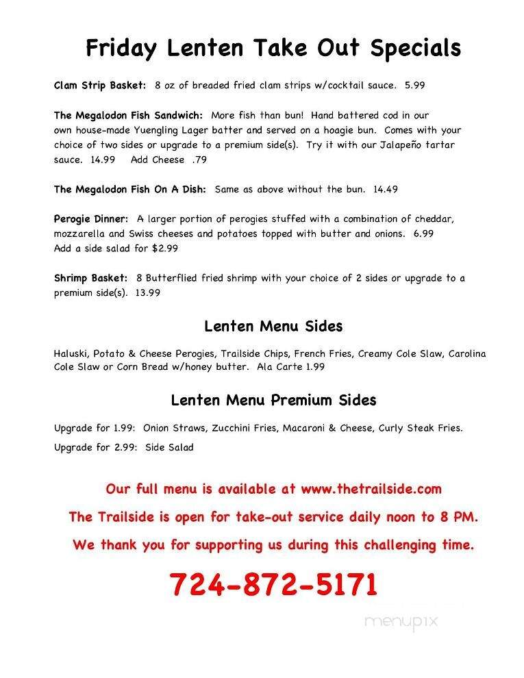 The Trailside - West Newton, PA menu_pic