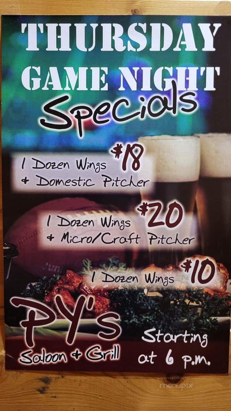 PY's - Osceola, WI menu_pic