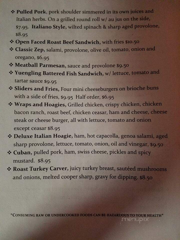 Ron's Crooked Hill Tavern - Pottstown, PA menu_pic