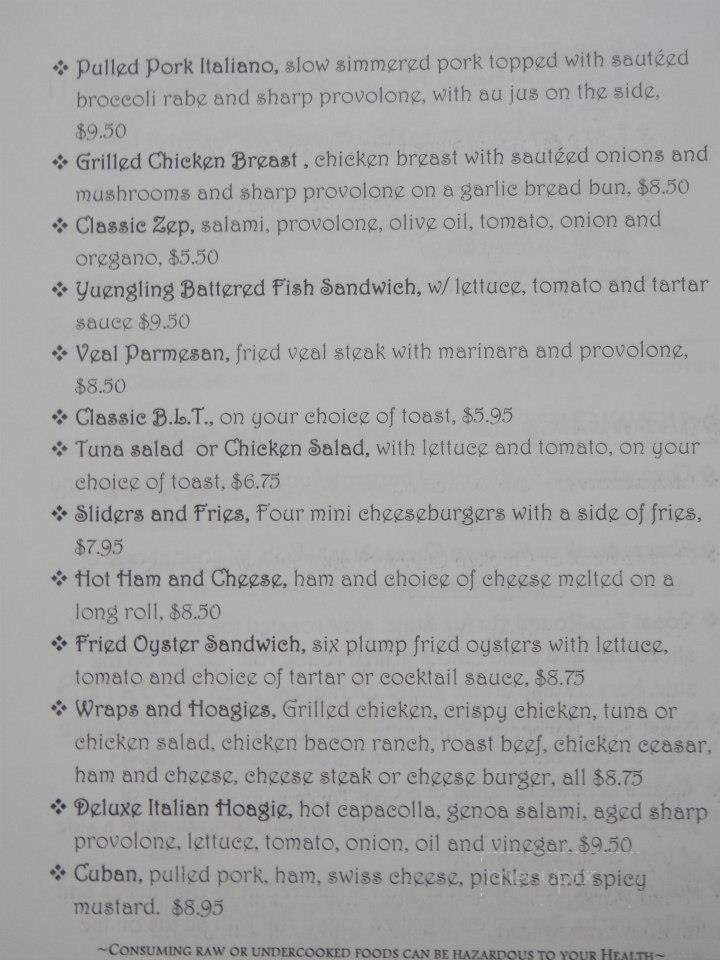 Ron's Crooked Hill Tavern - Pottstown, PA menu_pic