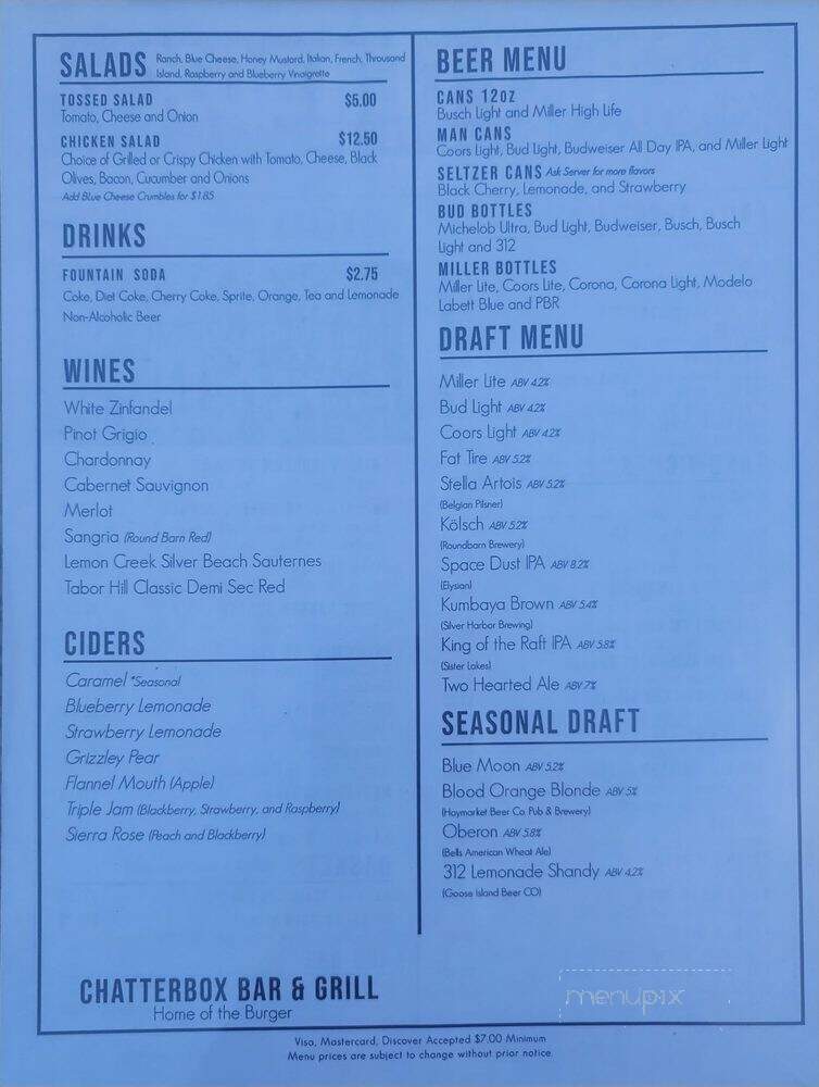 Chatterbox - Benton Harbor, MI menu_pic