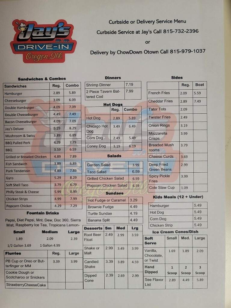 Jay's Drive In - Oregon, IL menu_pic
