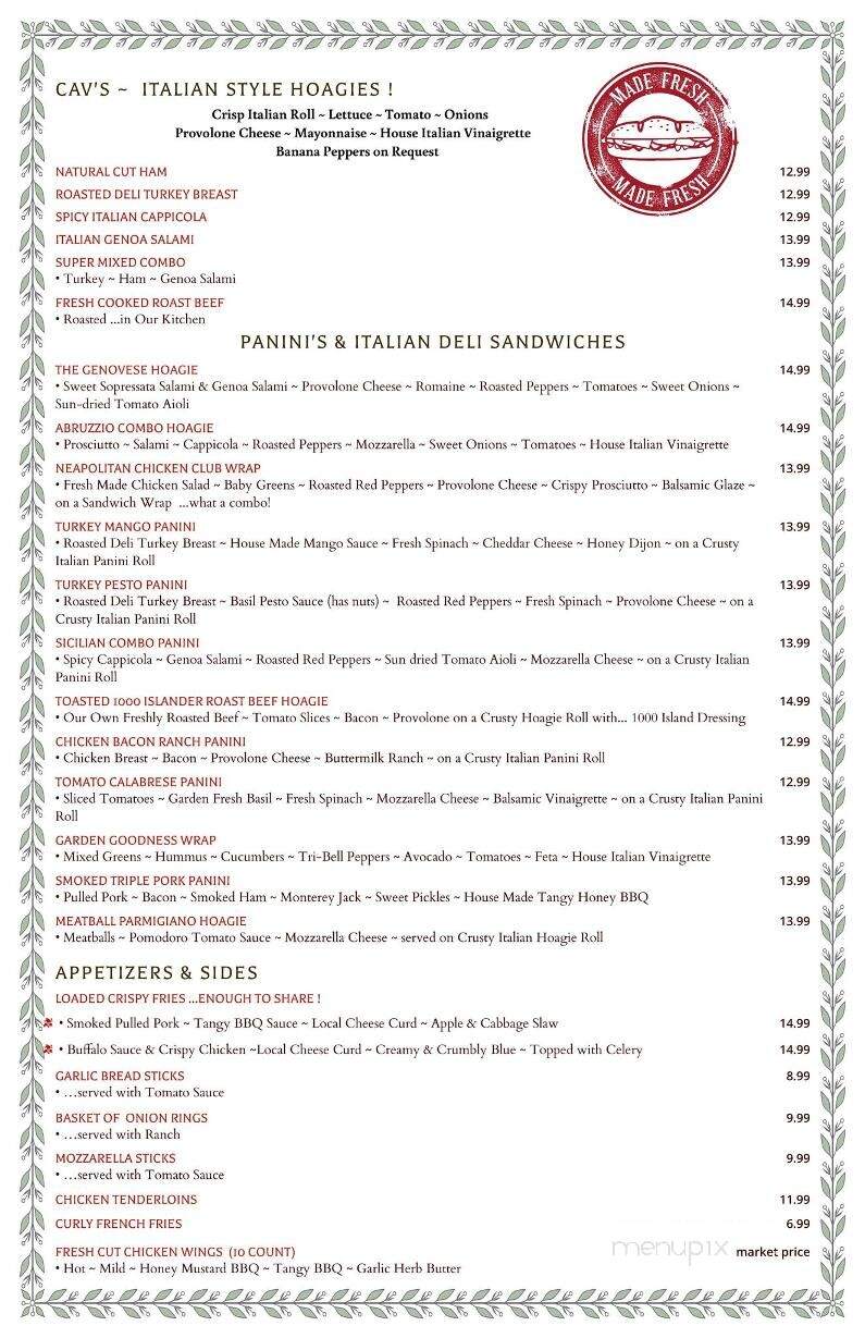 Cavallario's Bayside Pizza - Alexandria Bay, NY menu_pic