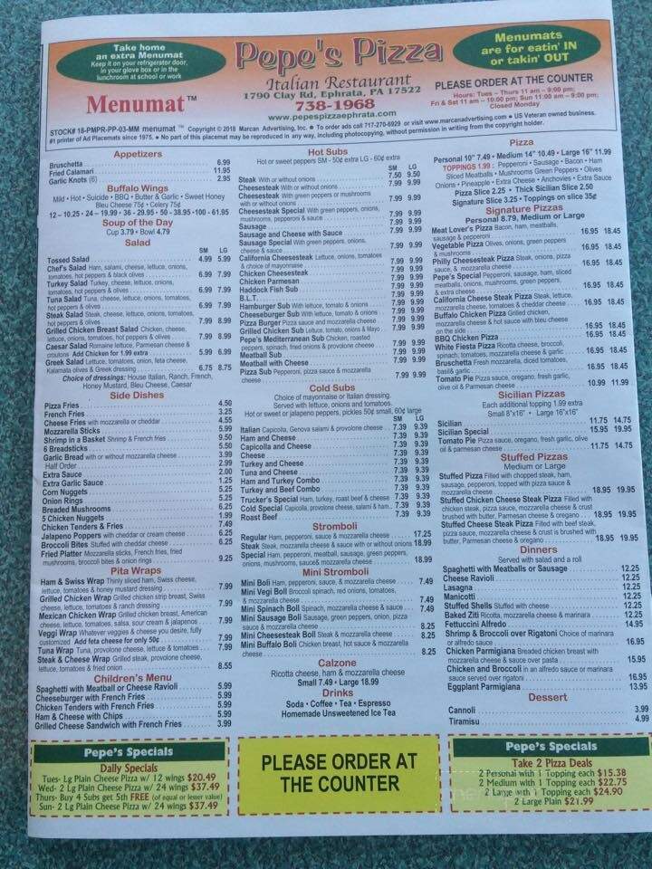 Pepe's Pizza - Ephrata, PA menu_pic