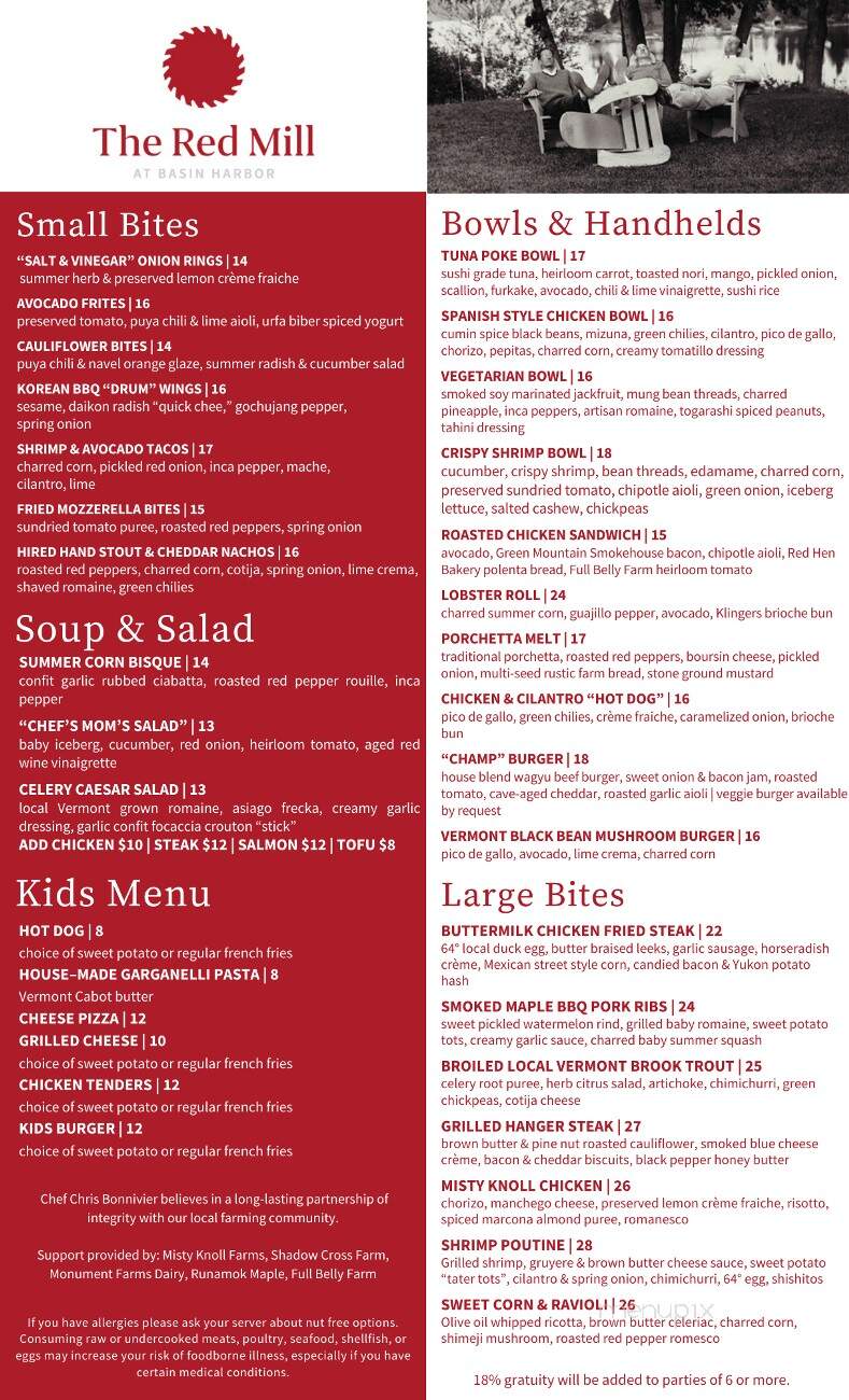 Red Mill Restaurant - Ferrisburgh, VT menu_pic
