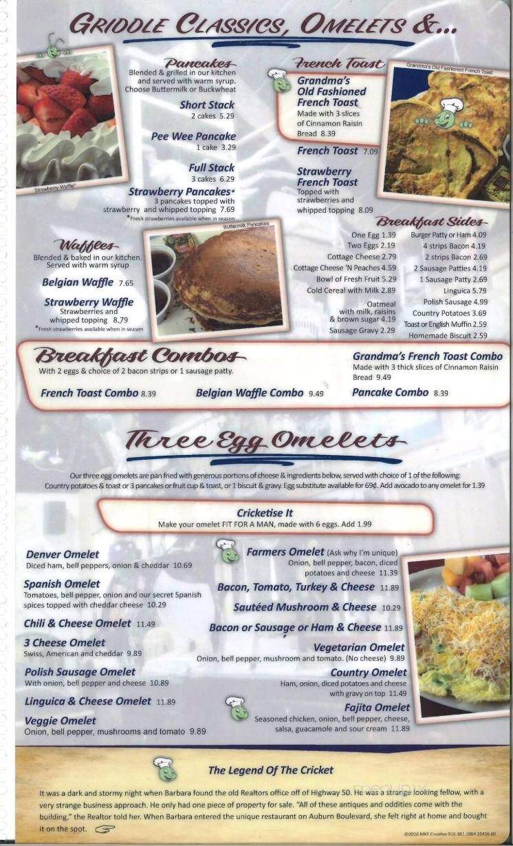 Cricket Country Kitchen - Sacramento, CA menu_pic