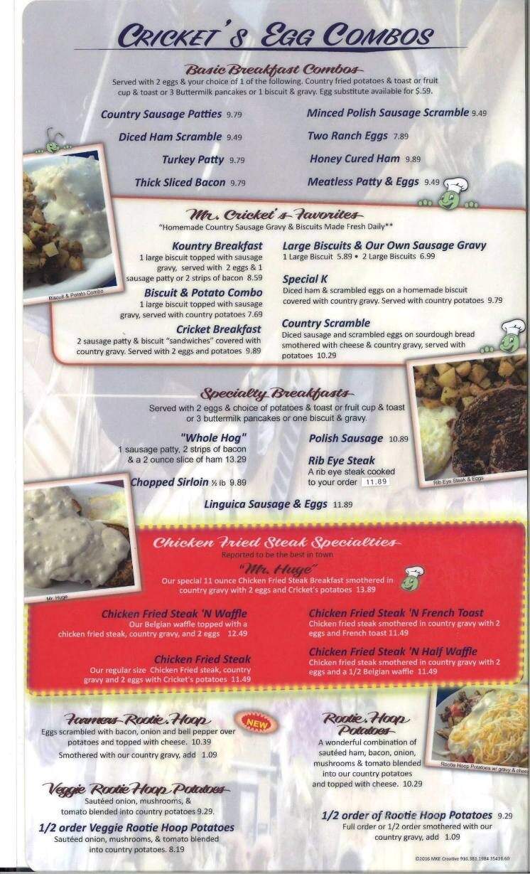 Cricket Country Kitchen - Sacramento, CA menu_pic