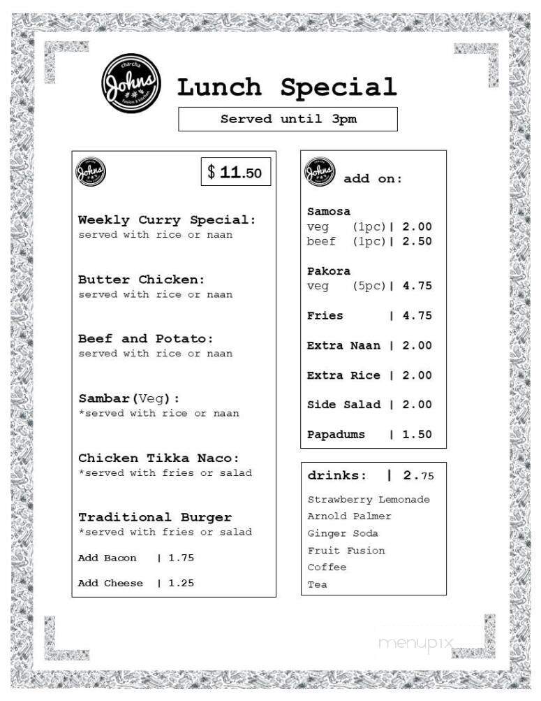 ChaCha John's Fusion Kitchen - Okotoks, AB menu_pic