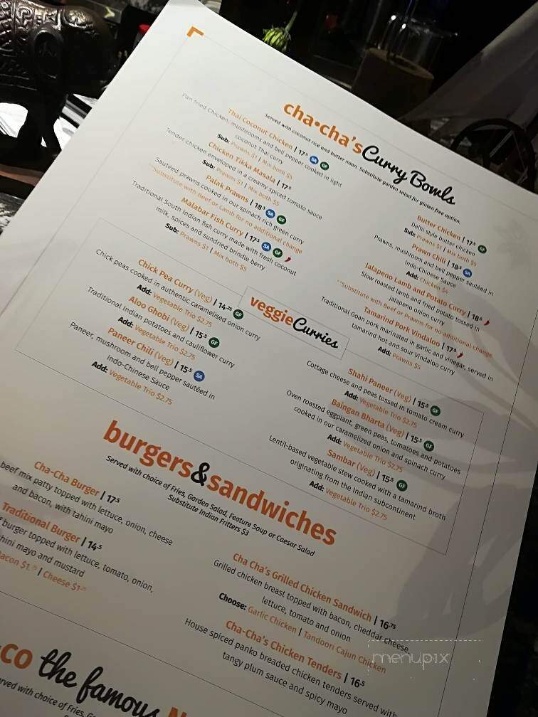 ChaCha John's Fusion Kitchen - Okotoks, AB menu_pic