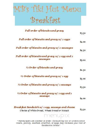 MB's Tiki Hut - Ocklawaha, FL menu_pic