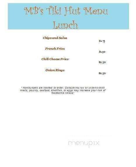 MB's Tiki Hut - Ocklawaha, FL menu_pic