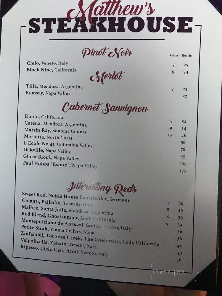 Matthew's Steakhouse - Winter Garden, FL menu_pic