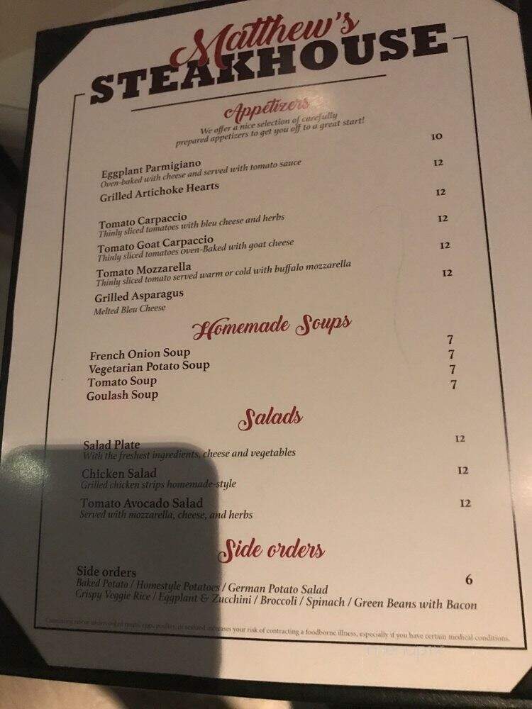 Matthew's Steakhouse - Winter Garden, FL menu_pic