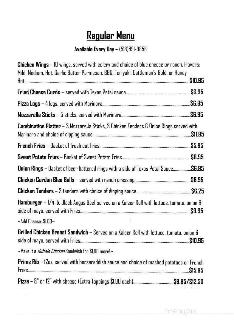 Charlie's Inn - Lake Clear, NY menu_pic