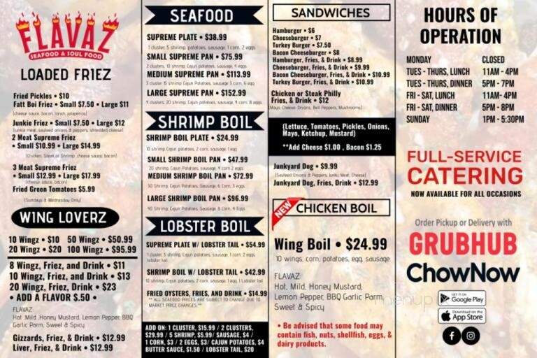 Flavaz Seafood & Soul Food Restaurant - Tuscaloosa, AL menu_pic