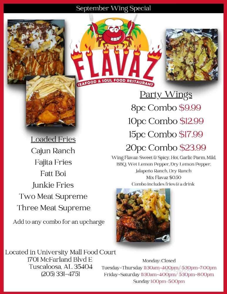 Flavaz Seafood & Soul Food Restaurant - Tuscaloosa, AL menu_pic