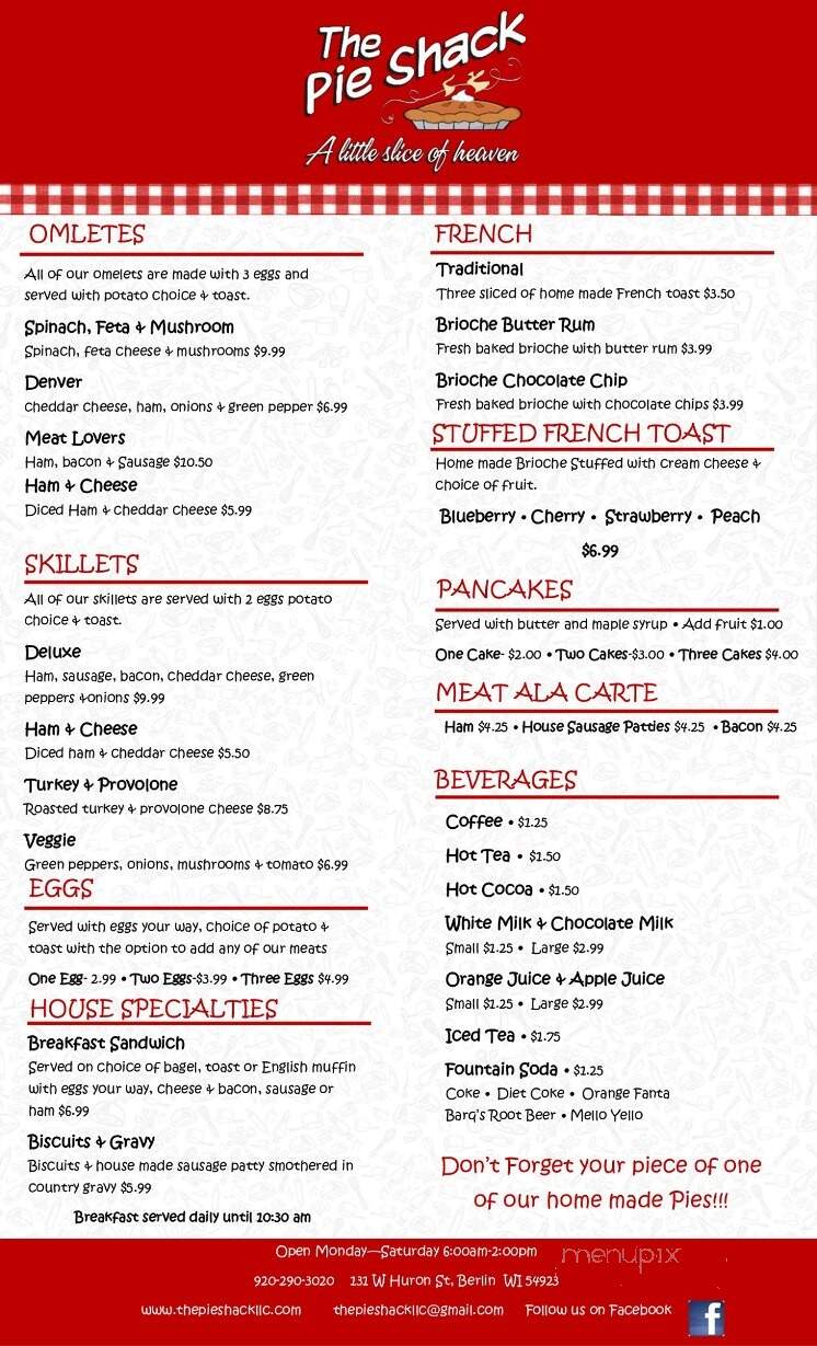The Pie Shack - Berlin, WI menu_pic