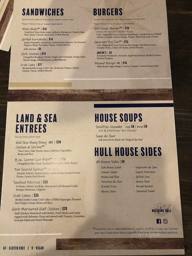 The Watering Hull - Stone Harbor, NJ menu_pic
