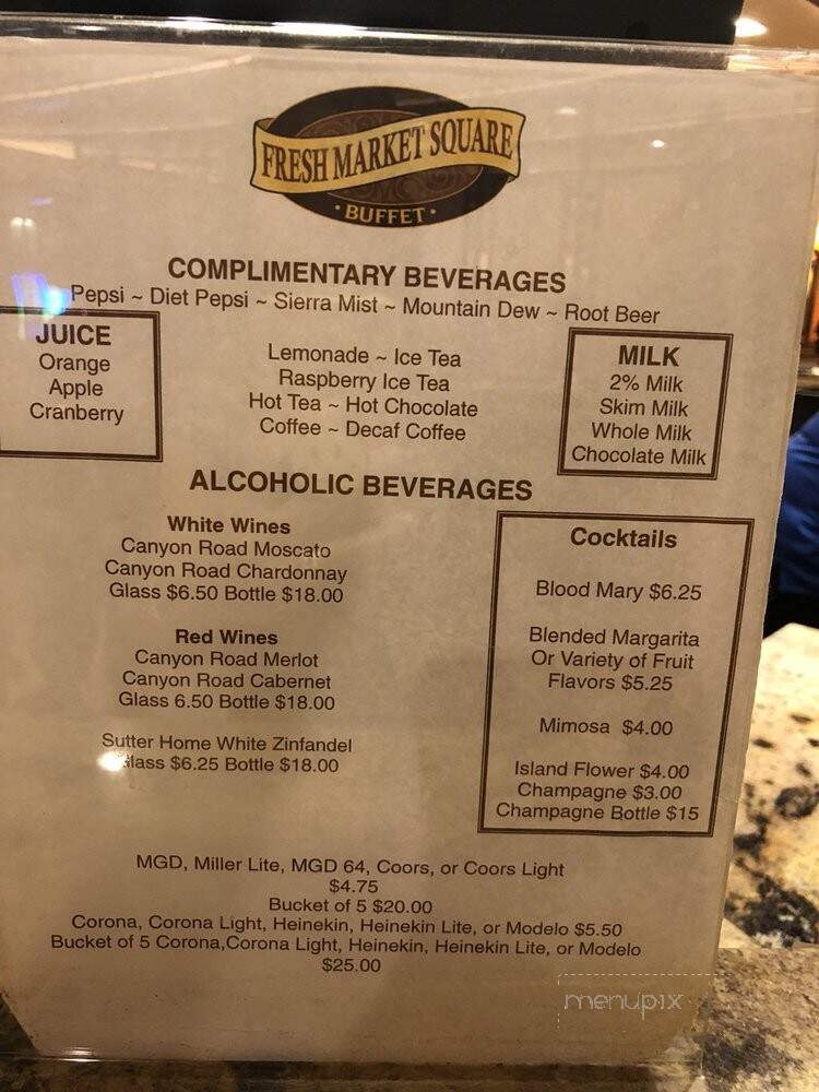 Fresh Market Square Buffet - Laughlin, NV menu_pic