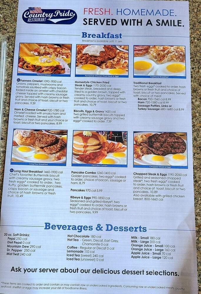Country Pride Restaurant - Harrisville, PA menu_pic