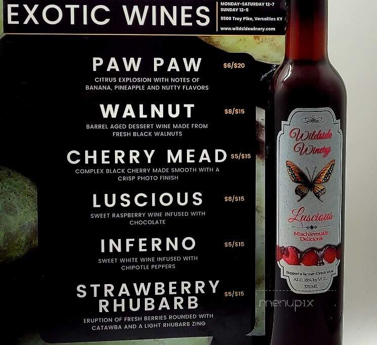 Wildside Winery - Versailles, KY menu_pic