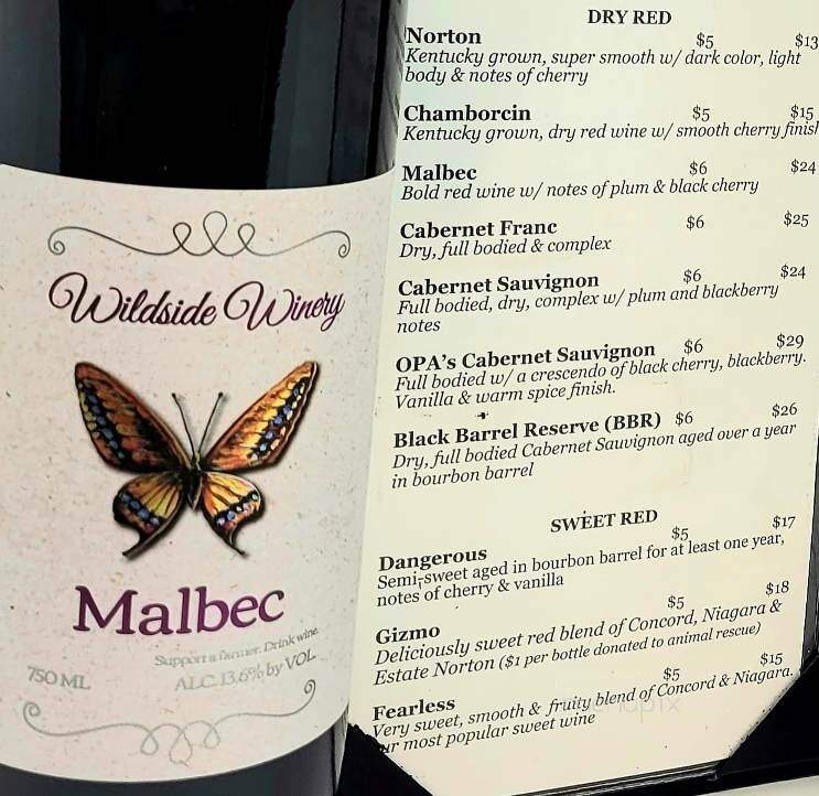 Wildside Winery - Versailles, KY menu_pic
