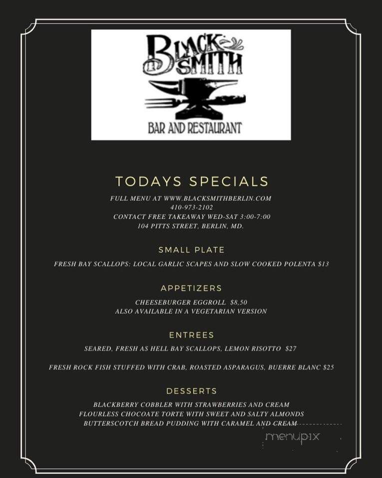 Blacksmith - Berlin, MD menu_pic