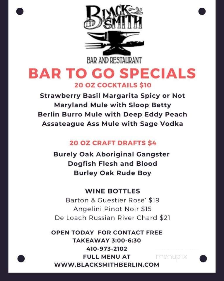 Blacksmith - Berlin, MD menu_pic
