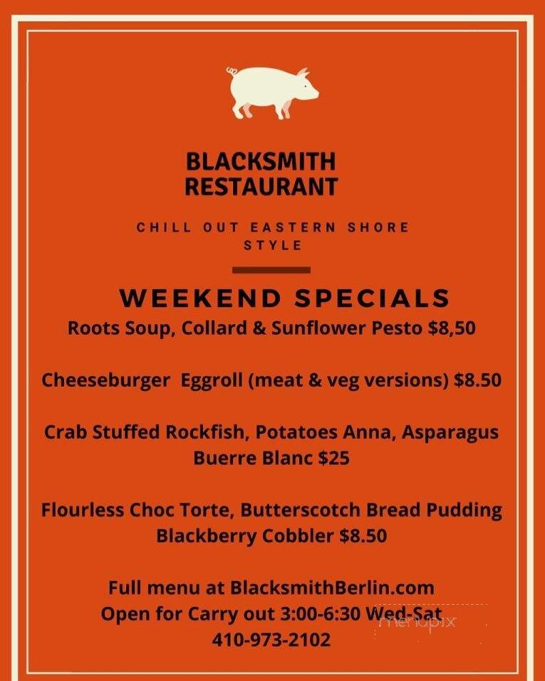 Blacksmith - Berlin, MD menu_pic