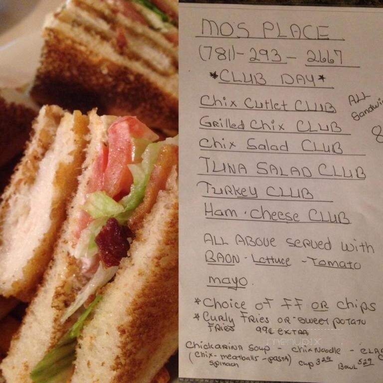 Mo's Place - Hanson, MA menu_pic