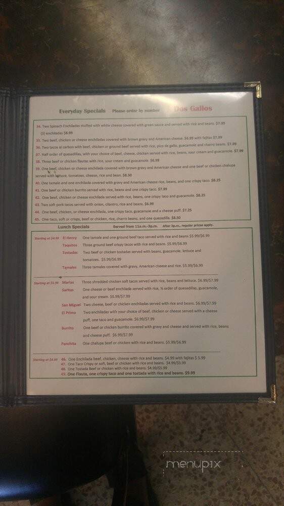 Dos Gallos - Humble, TX menu_pic