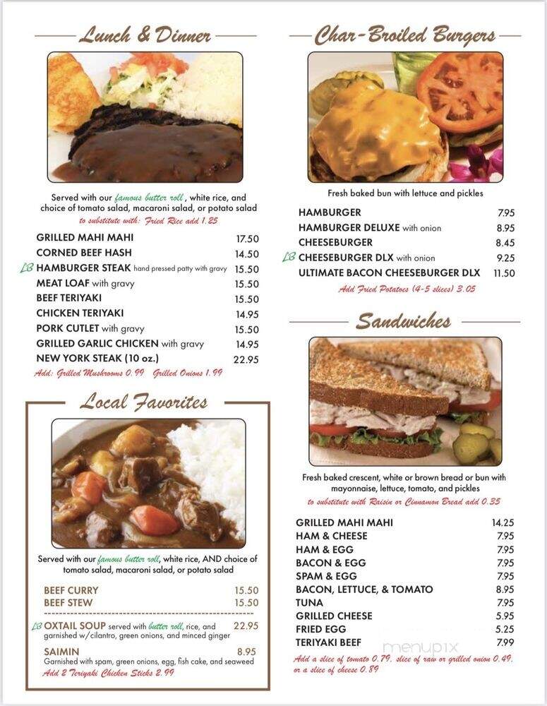 Liliha Bakery - Honolulu, HI menu_pic