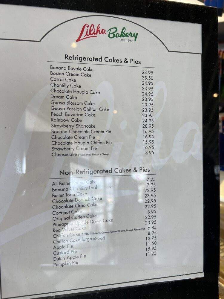 Liliha Bakery - Honolulu, HI menu_pic
