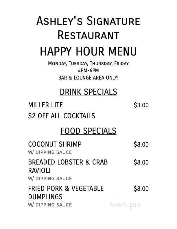 Ashley's Signature Restaurant - Easton, PA menu_pic