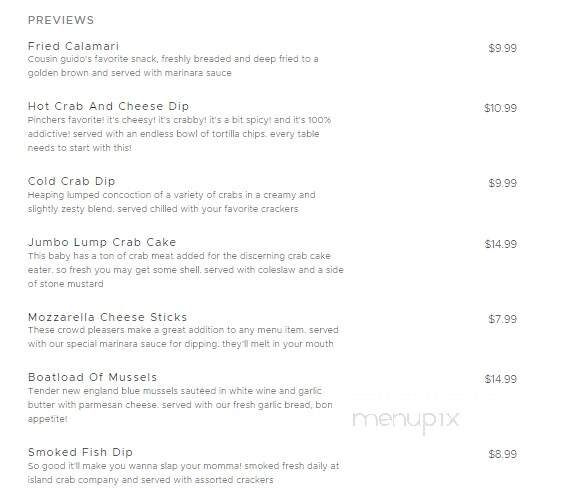 Pinchers Crab Shack - Sarasota, FL menu_pic