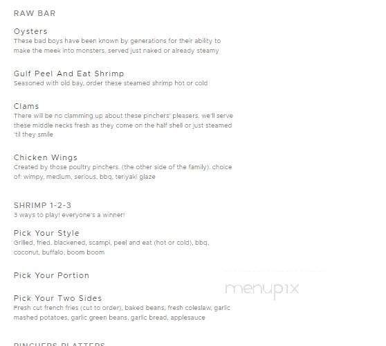 Pinchers Crab Shack - Sarasota, FL menu_pic
