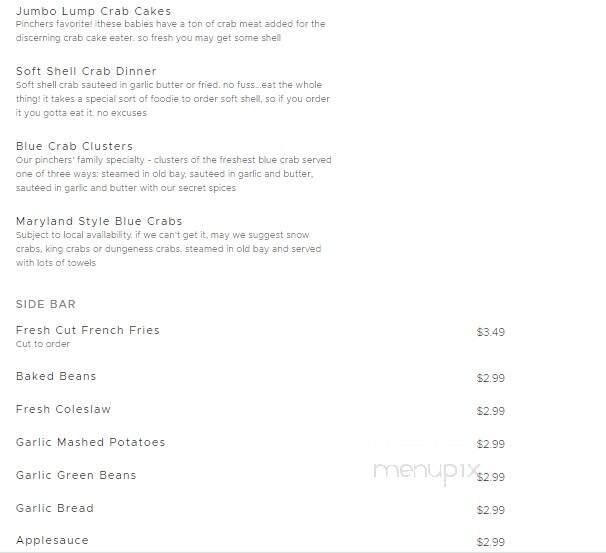 Pinchers Crab Shack - Sarasota, FL menu_pic