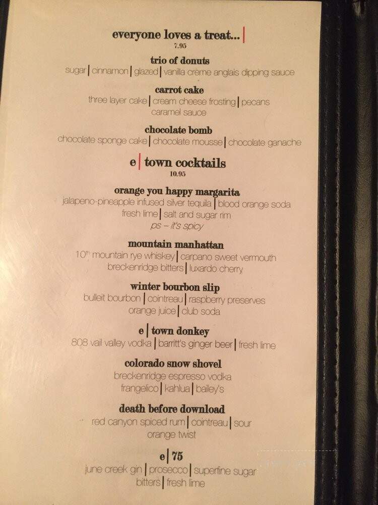 Etown - Edwards, CO menu_pic