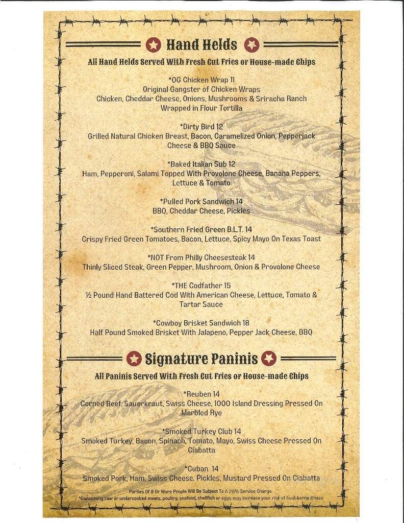 Braddock Inn Restaurant - Farmington, PA menu_pic
