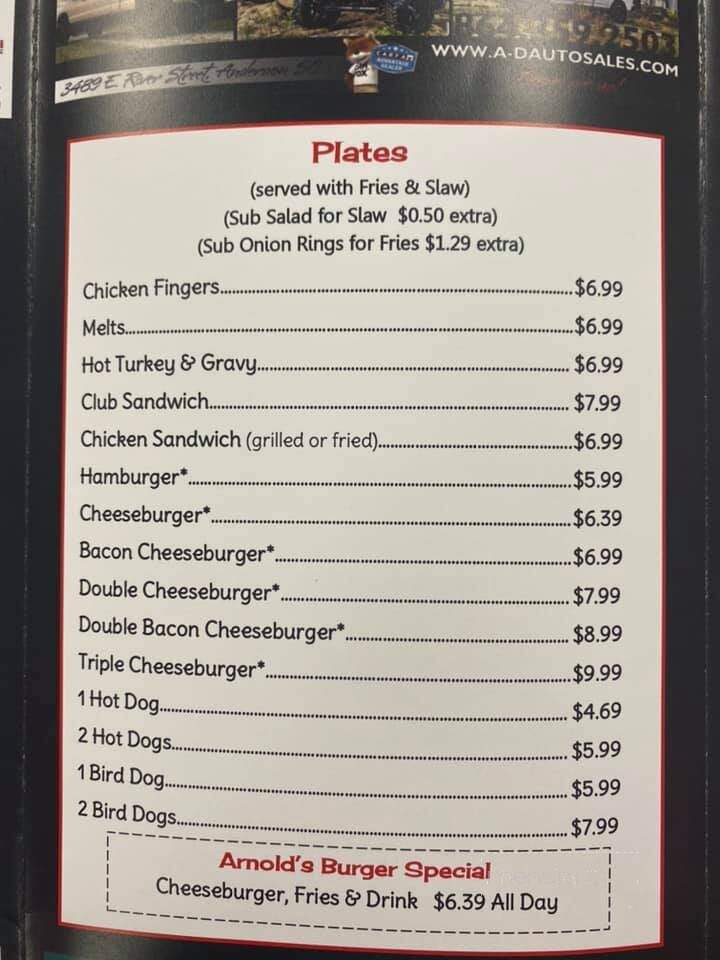 Arnold's of Anderson - Anderson, SC menu_pic