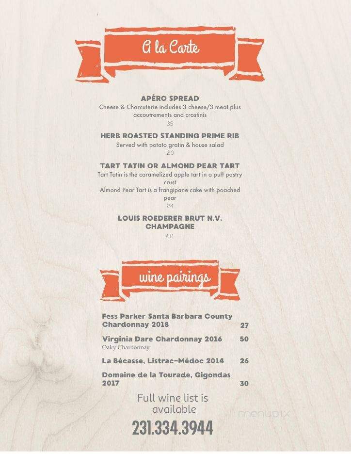 La Becasse Restaurant - Maple City, MI menu_pic