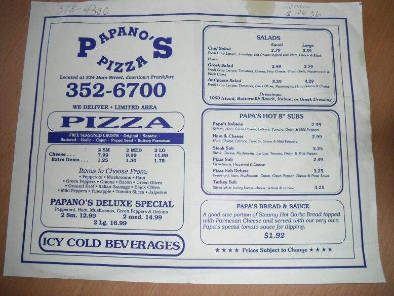 A Papano's Pizza - Thompsonville, MI menu_pic
