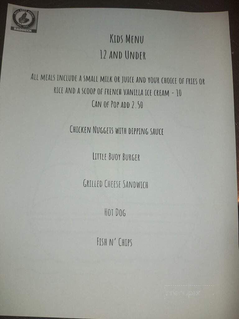 Bell Buoy Restaurant & Supper House - Baddeck, NS menu_pic
