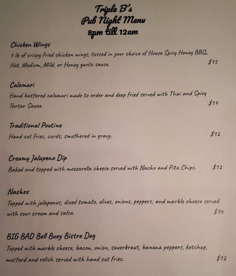 Bell Buoy Restaurant & Supper House - Baddeck, NS menu_pic