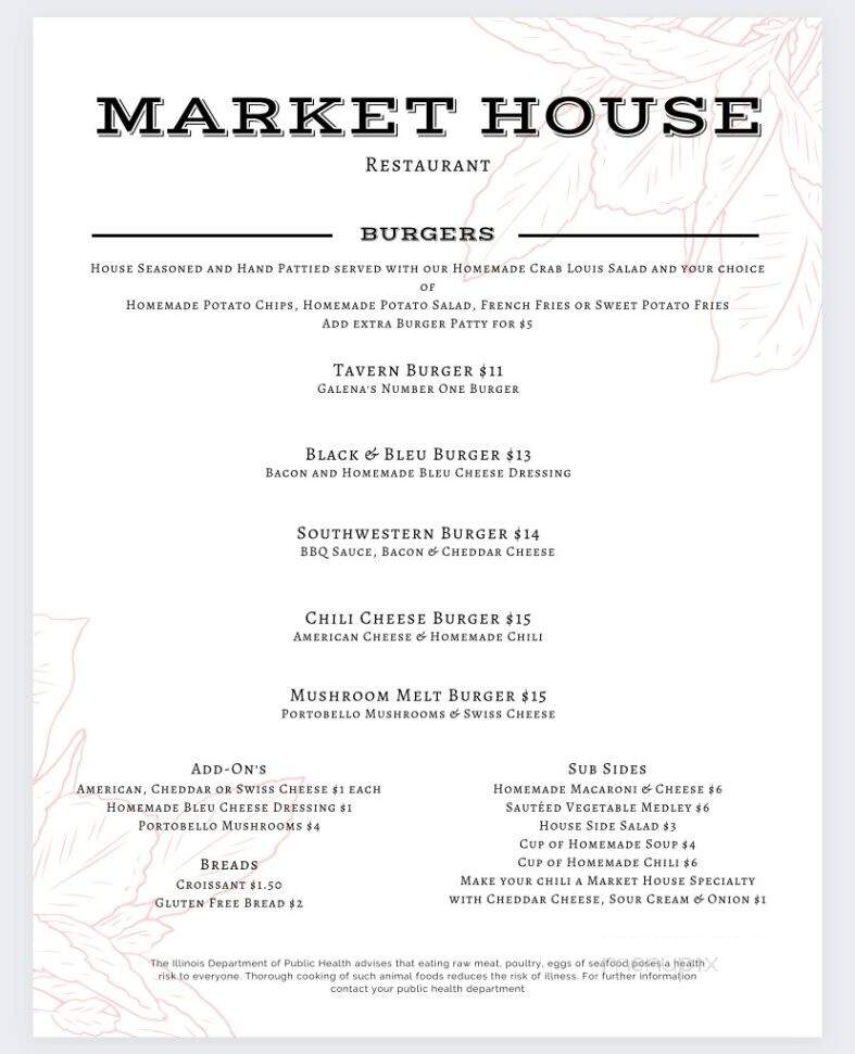 Market House Restaurant - Galena, IL menu_pic