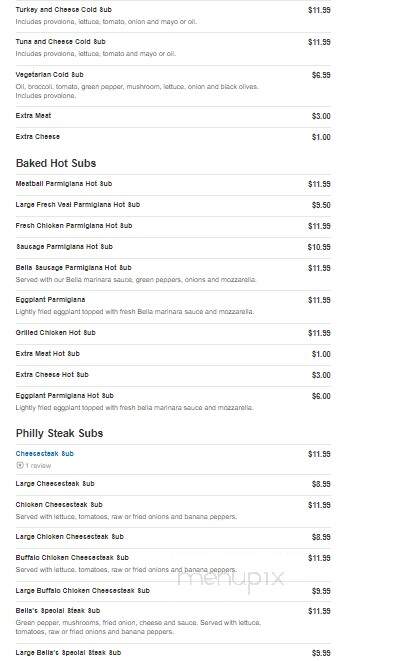 Bella Pizza - North East, MD menu_pic