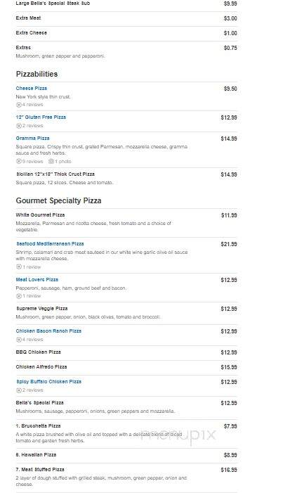 Bella Pizza - North East, MD menu_pic